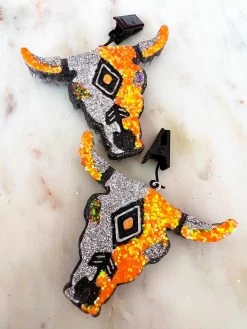 Orange Sparkly Steer Freshie Vent Clips