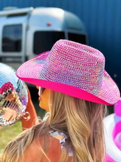 PREORDER Rhinestone Rebel Cowgirl Hat - Hot Pink -Accessories Sale Store PhotoMar162023 30009PM
