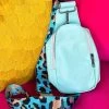 PREMIUM On The Go Mint With Leopard Strap Sling Bag