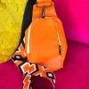 PREMIUM On The Go Orange With Multi Orange Strap Sling Bag