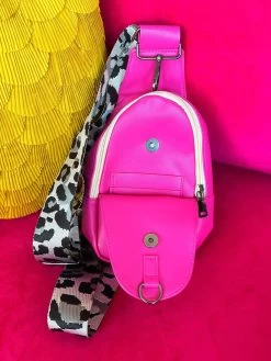PREMIUM On The Go Hot Pink With Grey Strap Sling Bag 5 PREMIUM On The Go Hot Pink With Grey Strap Sling Bag -Accessories Sale Store PhotoMar212023 114933AM