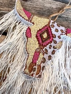 Leopard Pink Steer Fringe Freshie