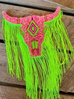 Pink And Green Glitter Steer Fringe Freshie