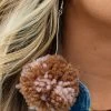 Big Pom Puffer Earrings - Brown