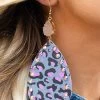 Leopard Crystal Teardrop Stone Earrings
