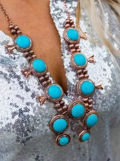 Vintage Marble Round Turquoise Copper Necklace