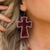 Crystal Cross Leopard Red Earrings