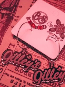 White Gilleys Logo Earrings