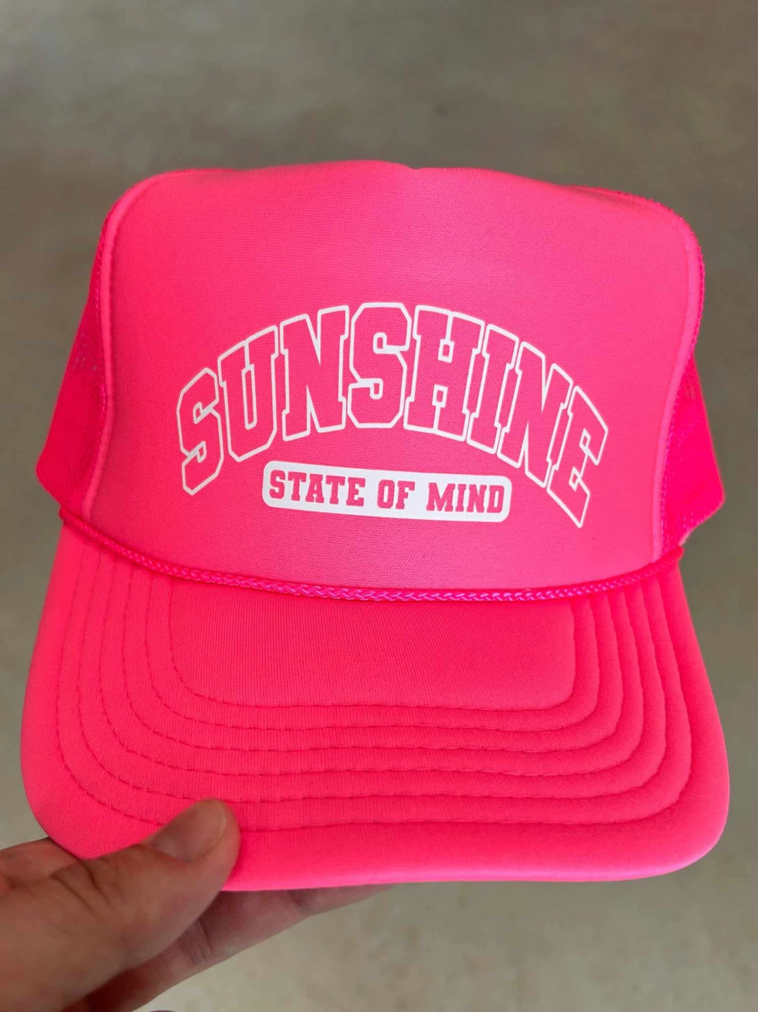 Sunshine State Of Mind Trucker Hat - Neon Pink 1 Sunshine State Of Mind Trucker Hat - Neon Pink